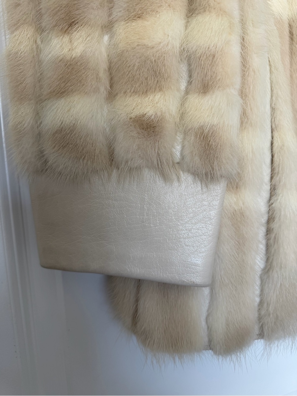 Vintage Mink Fur & Leather Coat Cream Color Size M - Picture 10 of 11